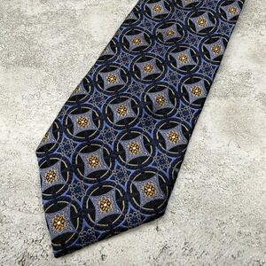 Jos. A. Bank Silk Tie Mens One Size Black Blue Geometric Made In China Necktie